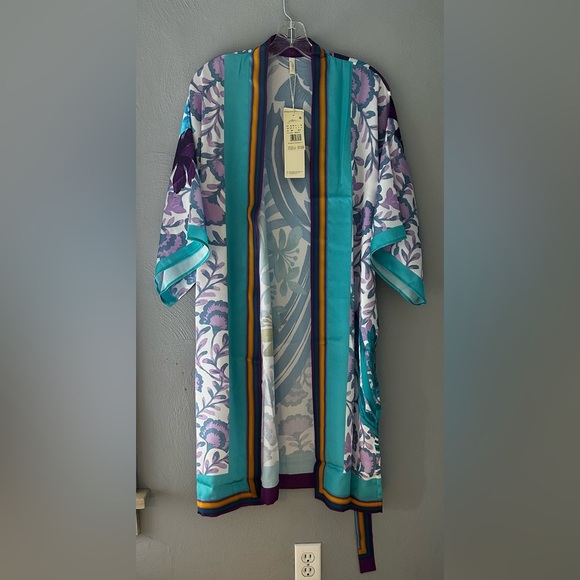 Gottex Bali Flutter Sleeve Kimono Robe Cover-Up Tie Front Small NWT - Picture 4 of 5